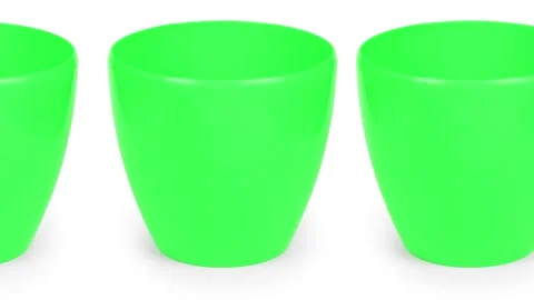 Empty rainbow color flower pots isolated on white. Stock Footage 249950571