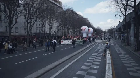 Empty rally / protest against new el Khomri law, Paris Stock Footage 62582935