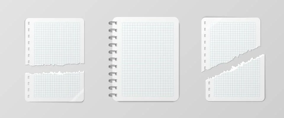 Empty realistic detailed school notepad mockup isolated on white background. For 库存插图