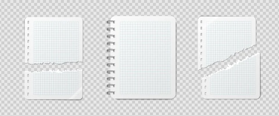 Empty realistic detailed school notepad mockup isolated on transparent 库存插图