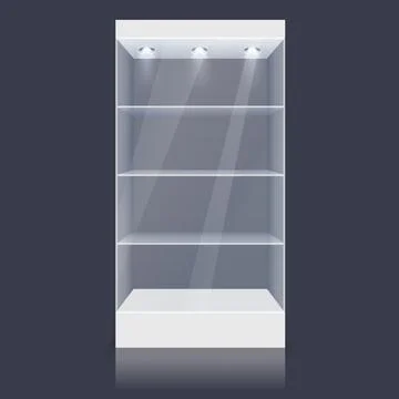 Empty realistic glass square showcase Stock Illustration