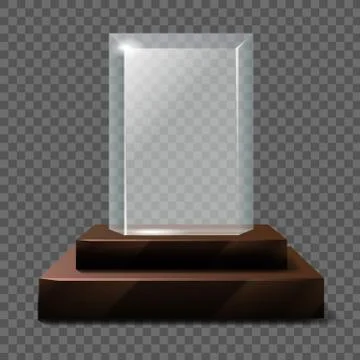 Empty realistic glass trophy awards vector statue Stock Illustration