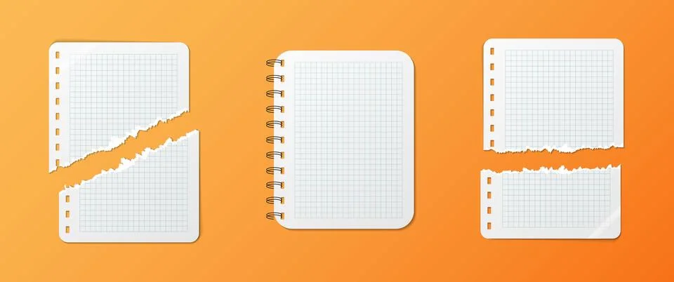 Empty realistic school notepad mockup isolated on orange background. For your 库存插图