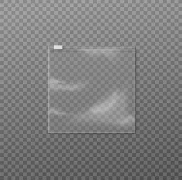 Empty realistic square plastic zipper bag a vector isolated illustration Illustrazione stock