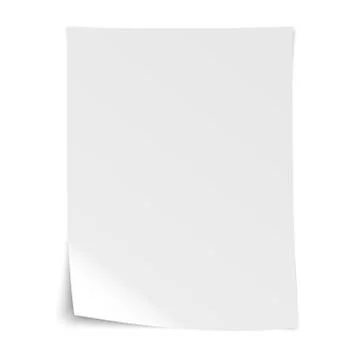 Empty realistic white sheet of writing paper with bent corner and shadows Stock-Illustration