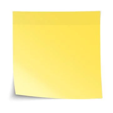 Empty realistic yellow sticky note paper sheet with curled up corner and shadows 스톡 일러스트