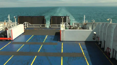 Empty Rear Car Deck of Ferry Stock Footage 36836788
