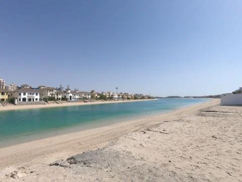 Empty reclamation, compact land with view of water. Land plot for sales and r Stock Photos