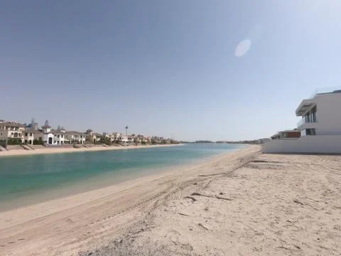 Empty reclamation, compact land with view of water. Land plot for sales and r Stock Photos