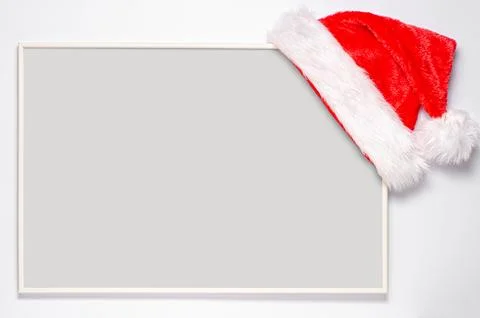 An empty record frame with a Santa hat. The concept of planning for the new.. Foto stock
