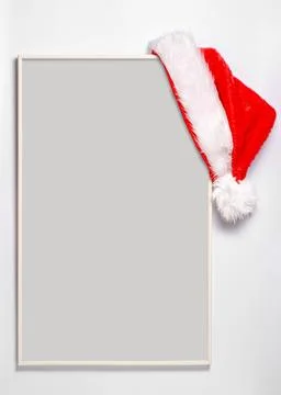 An empty record frame with a Santa hat. The concept of planning for the new.. Stock Photos