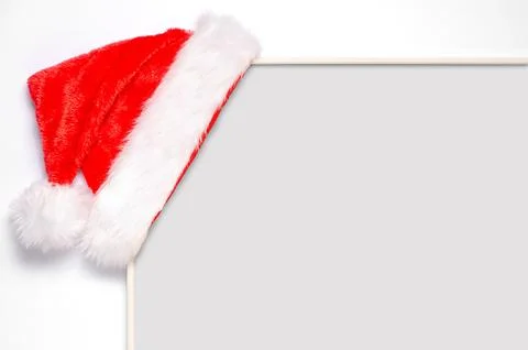 An empty record frame with a Santa hat. The concept of planning for the new.. Stock Photos