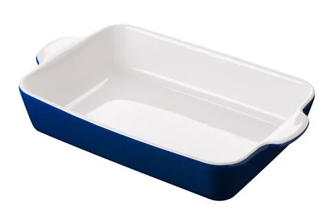 Empty rectangle baking dish for gratin, casserole, cut out 스톡 사진
