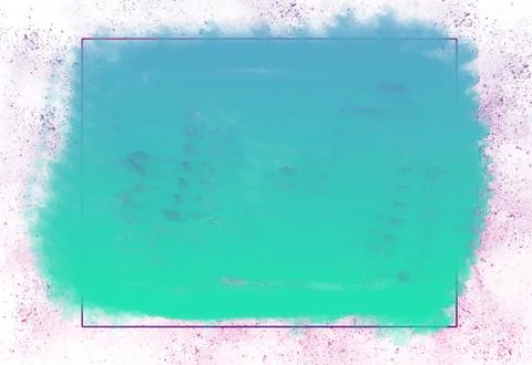 Empty Rectangle Frame With Blue Spray Design On White Background Template Illustrazione stock