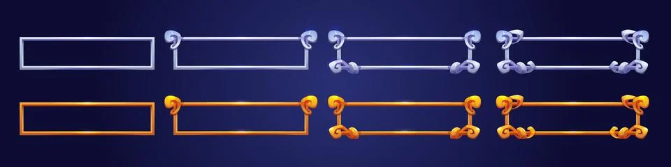 Empty rectangle game frames in medieval style Illustrazione stock