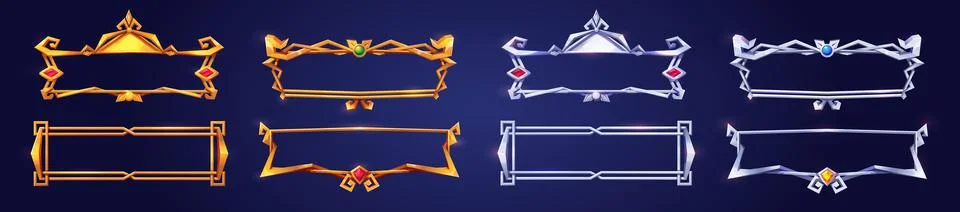 Empty rectangle game frames in medieval style Illustrazione stock