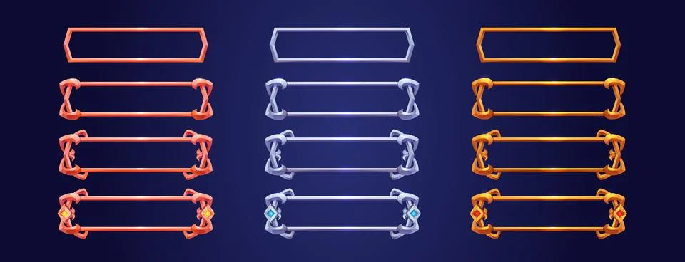 Empty rectangle game frames in medieval style Stock Illustration