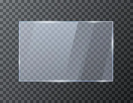Empty rectangle glass banner. Glossy frame template with reflection. Vector i Stock Illustration