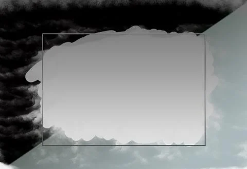 Empty Rectangle Grey Frame With Black &amp; Grey Cloudy Background Template Stock Illustration