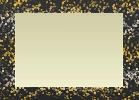 Empty Rectangle White Box On Golden &amp; White Black Background Template Stock Illustration