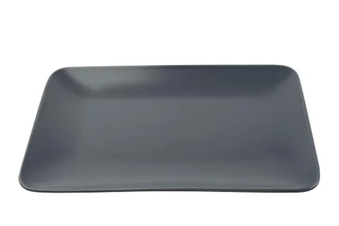 Empty rectangular black plate isolated on white background Stock Photos