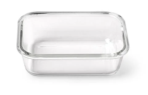 Empty rectangular glass baking dish on white background Stock Photos