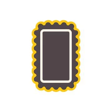 Empty rectangular label with scalloped yellow border Stock Illustration