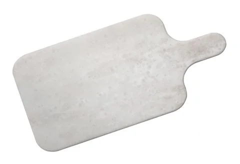 Empty rectangular marbled cutting board cut out on white background 스톡 사진