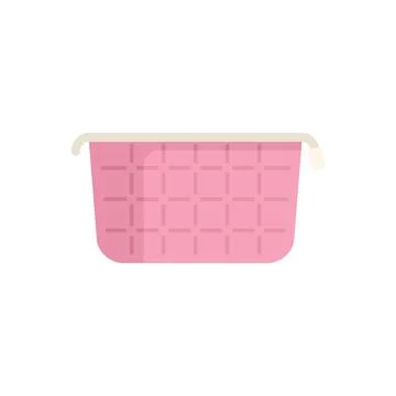 Empty rectangular pink plastic basket with handles isolated on white background イラスト素材