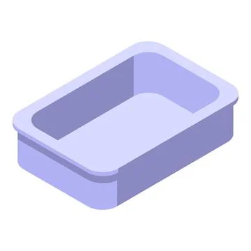 Empty rectangular plastic food storage container isolated on white background 스톡 일러스트