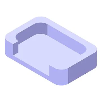 Empty rectangular slot with rounded edges in isometric view Illustrazione stock