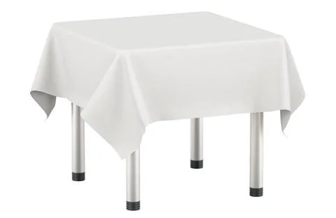 Empty rectangular table with white table cloth. 3D rendering Empty rectang... Stock Photos