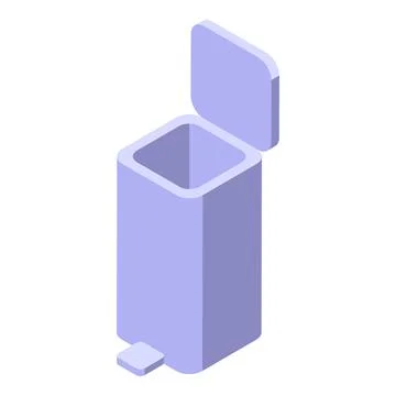 Empty recycle bin isometric object being open Stock Illustration