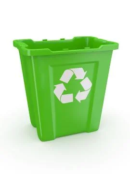 Empty recycle bin with sign recycling. 3d Ilustración de archivo