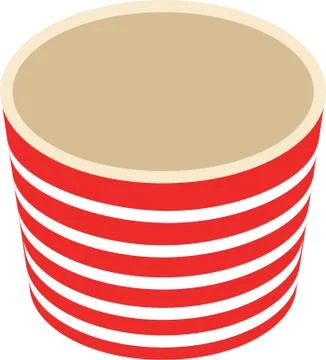 An empty red-and-white striped bucket of popcorn isolated on the white Stock Illustration
