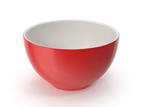 Empty Red Bowl with White Interior Stock Illustration