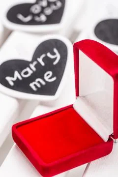 Empty red box for ring Stock Photos