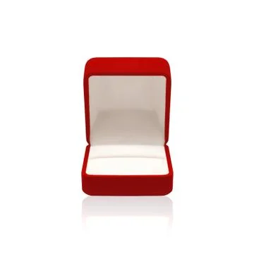 Empty red box for ring on a white background Stock Photos