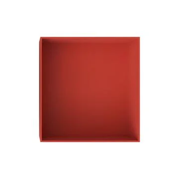 Empty red cardboard gift box, top view, square shape. Stock Illustration