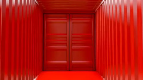 Empty red cargo container interior Stock Illustration