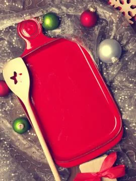 Empty red ceramic plate Stock Photos