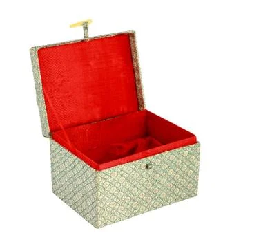Empty red chinese gift box isolate Stock Photos