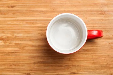 Empty red coffee, tea mug, cup, top view on wood Stock Photos