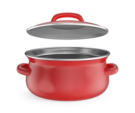 Empty red cooking pot with lid Stock Illustration