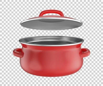 Empty red cooking pot with lid Stock Illustration