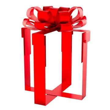 Empty red gift box with ribbon bow. 3D rendering Stock Illustration