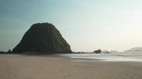 Empty Red Island Beach Landscape Banyuwangi Indonesia Tropical Coast and Ocean Stock Footage 335353939