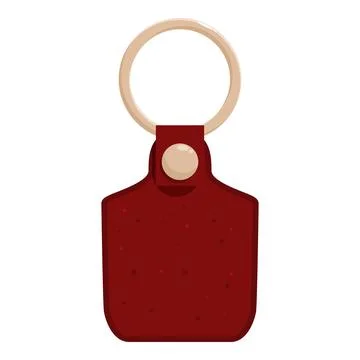 Empty red leather keychain hanging showing space for your content 스톡 일러스트