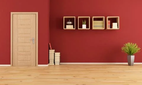 Empty red living room Stock Illustration