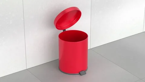 Empty red pedal garbage bin Stock Footage 328763876